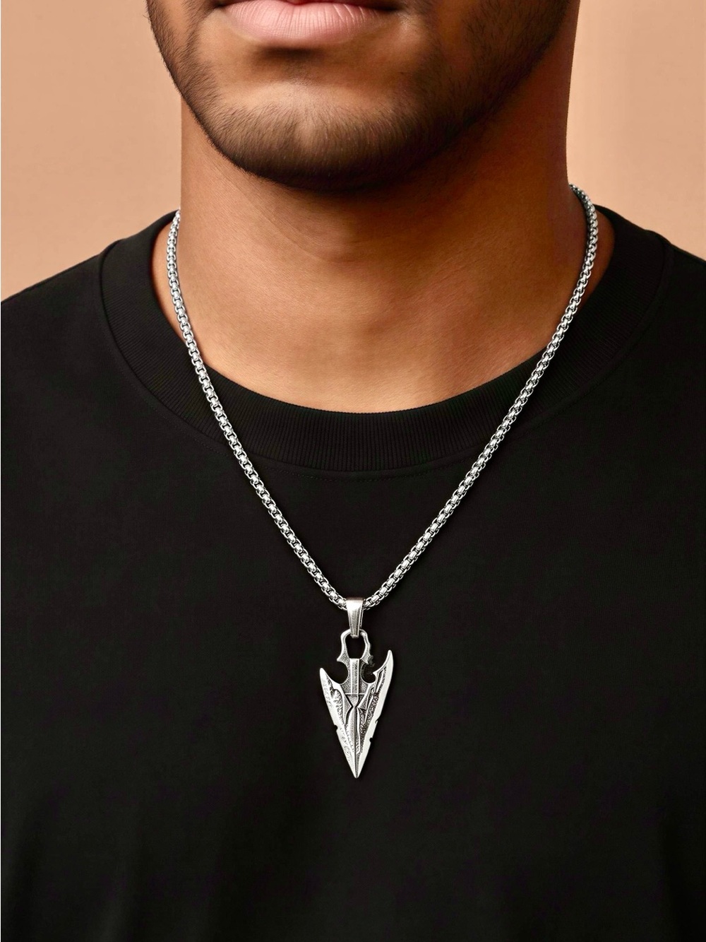 Fashion Jewelry Silver Arrowhead Pendant Chain Necklace